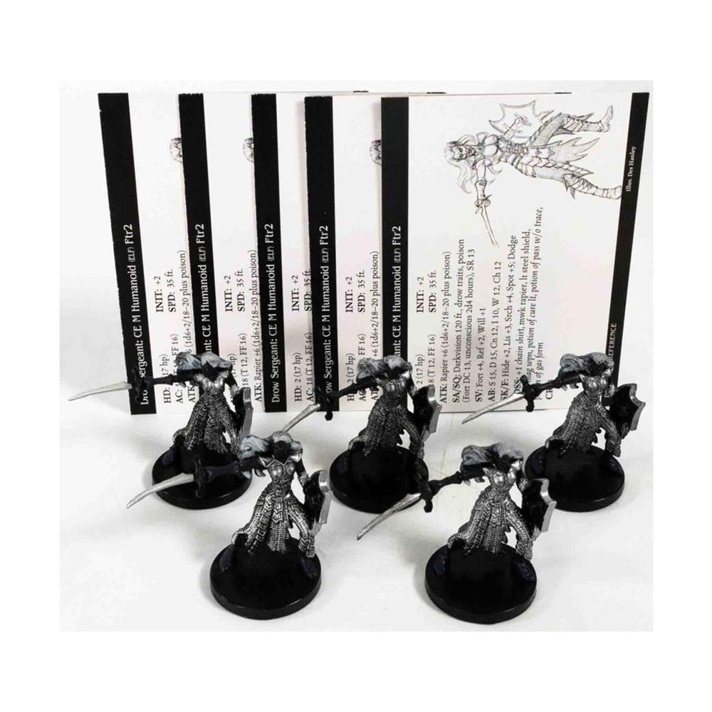 WotC D&D Mini Archfiends Drow Sergeant (U) x5 NM