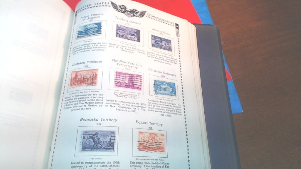 Vintage-The All American Stamp Album- 1847-1957 With 490 Stamps
