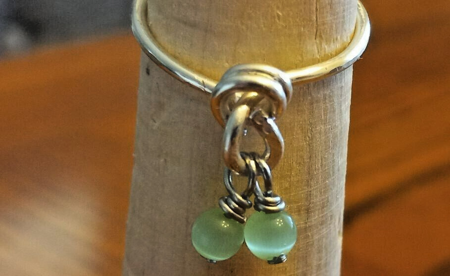 Silver Wire Beaded Knot Ring