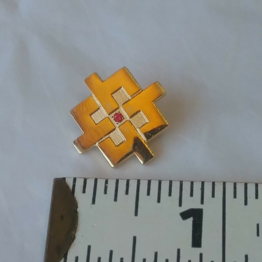 Ruby Accent Gold Color Design Metal Tie Tack