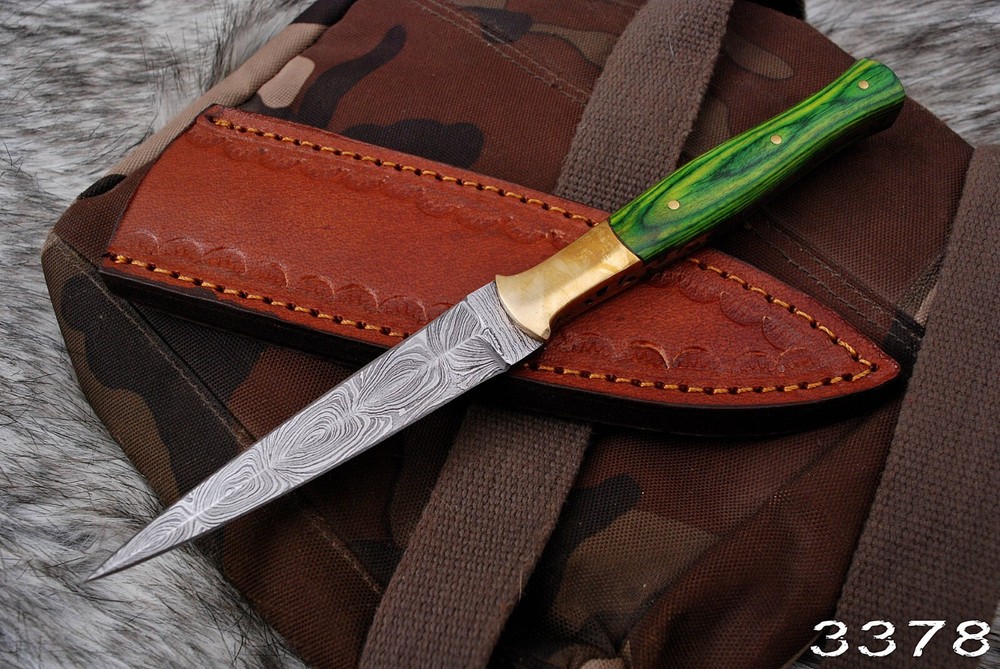 Vintage handmade Damascus double edged dagger boot TOOTHPICK knife 4'Fixed blade