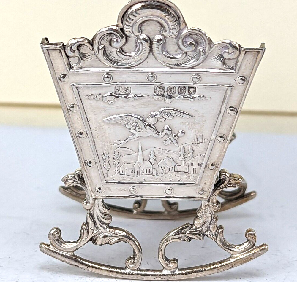 1899 Victorian baby’s Solid silver miniature cradle with gold guilded interior