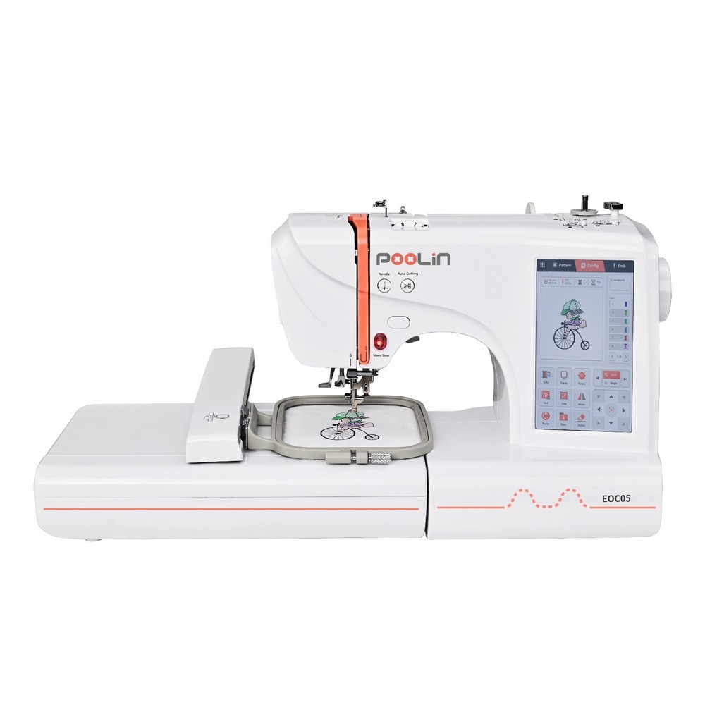 Poolin EOC05 4 x 9.2" Computerized Embroidery Machine 7'' Large LCD Touch Screen