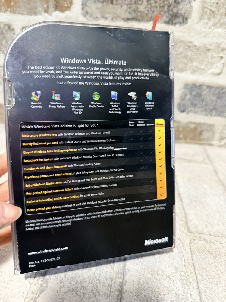 Microsoft Windows Vista Ultimate Full 32 Bit & 64 Bit DVDs Includes Retail Box!