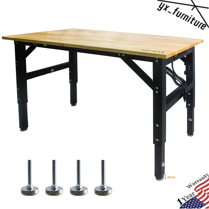 With Socket and Wooden Top Multi-Function Metal Adjustable HeavyDuty Worktable