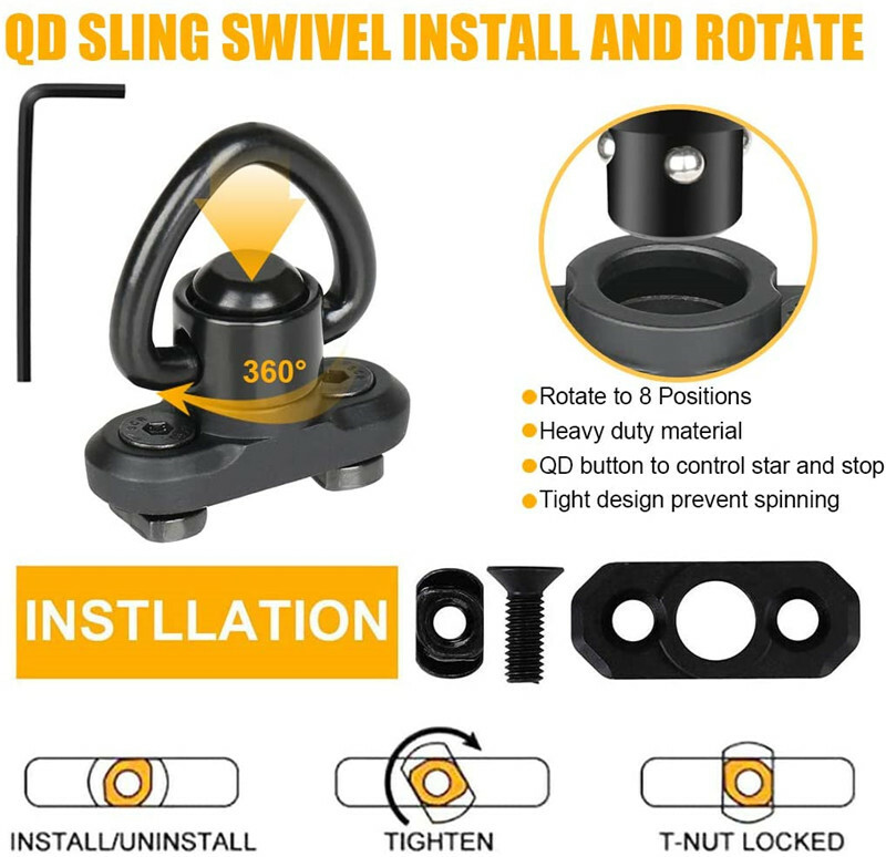 2Pack M-LOK MLOK Quick Release Sling Mount Push Button QD Sling Swivel Adaptor
