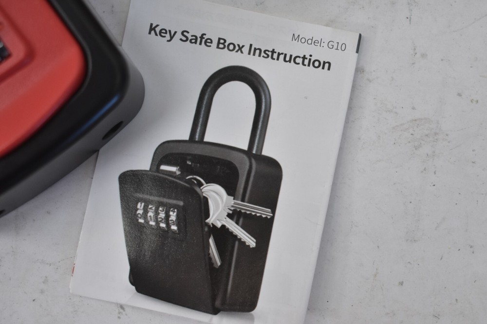 Key Lock Box Portable Padlock Red/Black Durable 4 Digit Combination G10