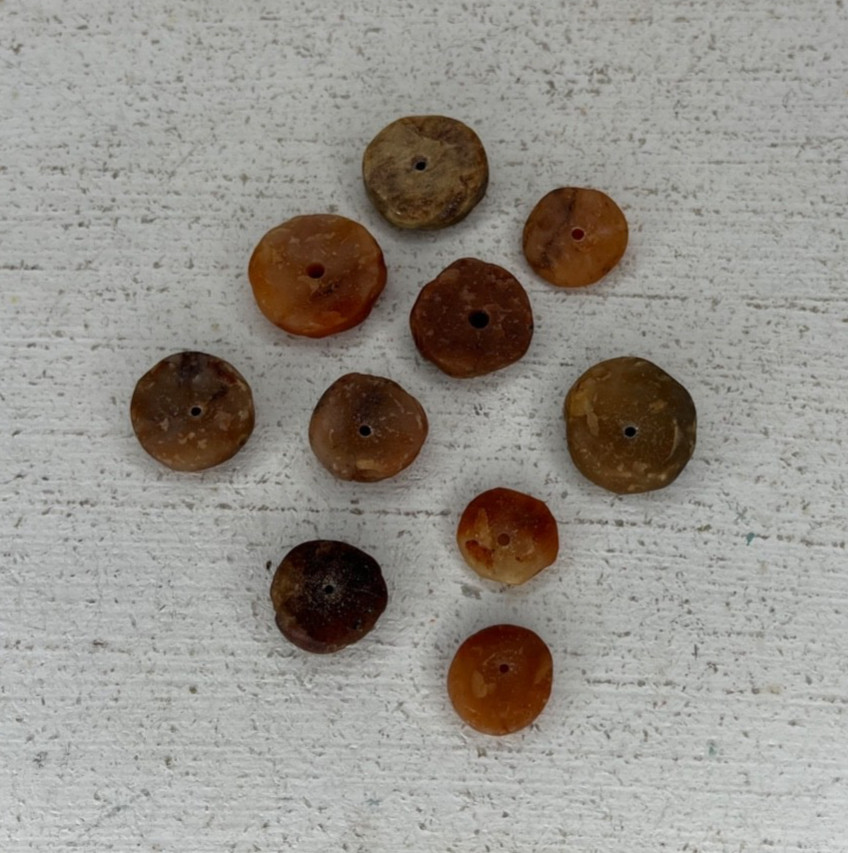 10 PCS Small Ancient Neolithic Stone Disc Beads Carnelian Agate