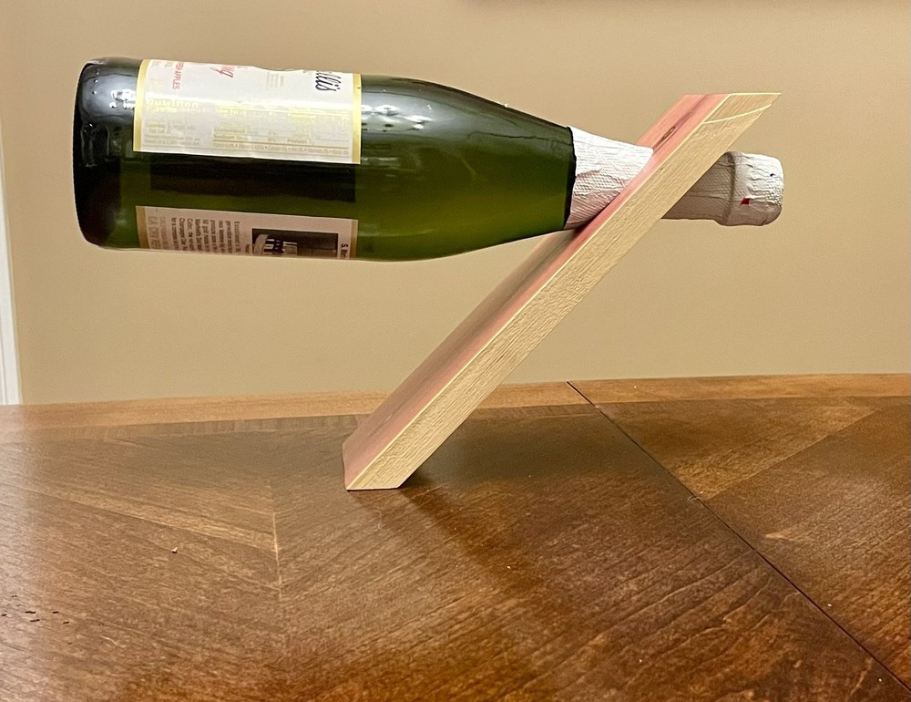 FUN GIFT IDEA WINE BOTTLE HOLDER SERVER SOLID RED CEDAR WOOD BALANCING HANDMADE