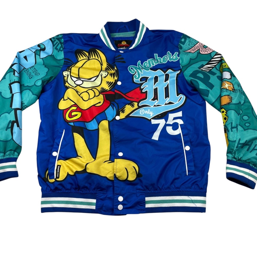 Garfield x Members Only Men's Snap Button Satin Jacket • Medium