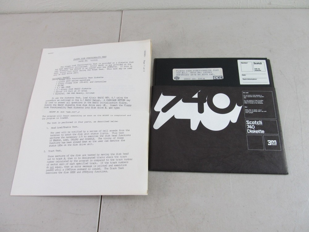 Pertec PPC MITS Floppy Disk Functionality Test 8 Inch Floppy 70s