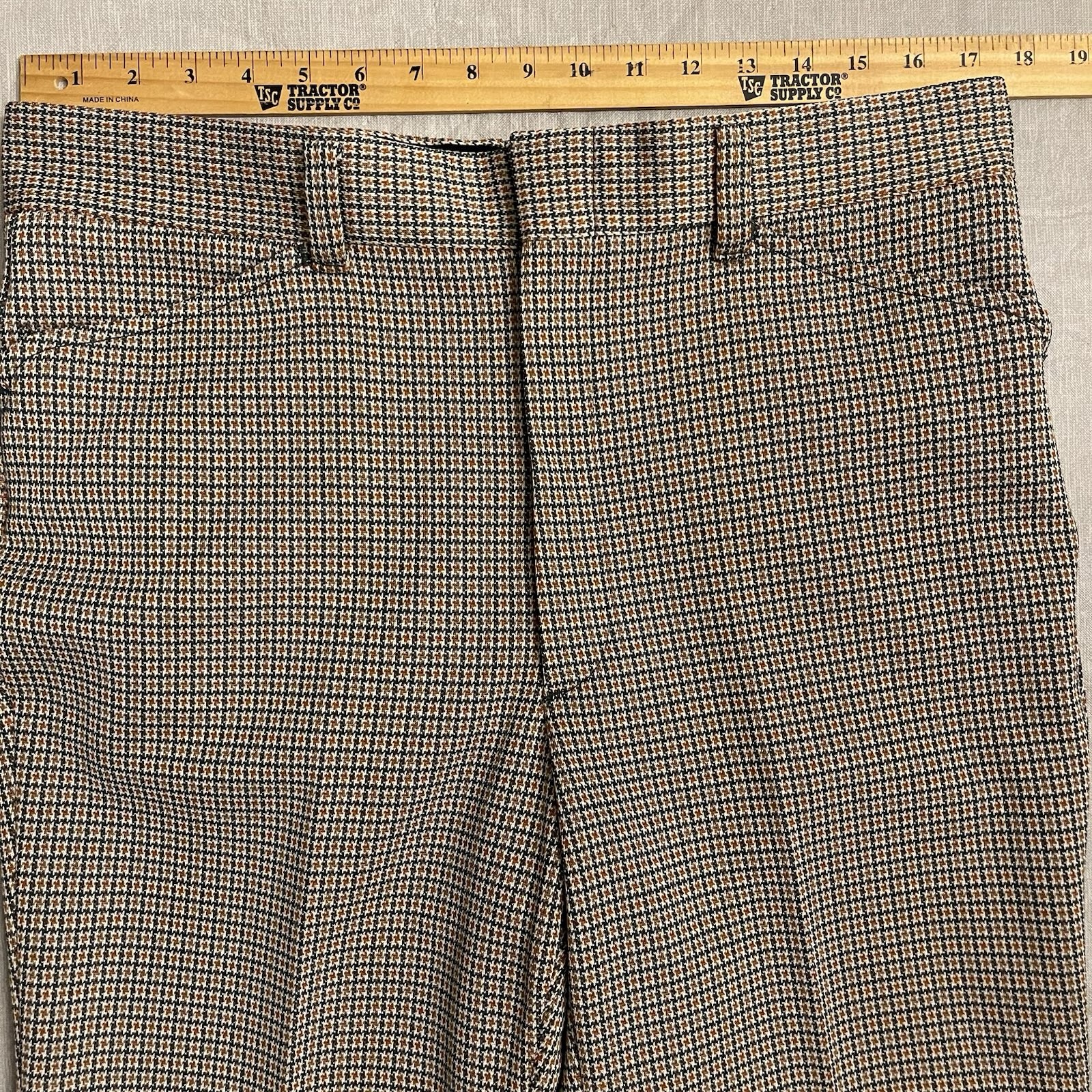 VTG 70s Farah Polyester Pants High Waist Wide Leg Retro Disco Mens Size 34x29