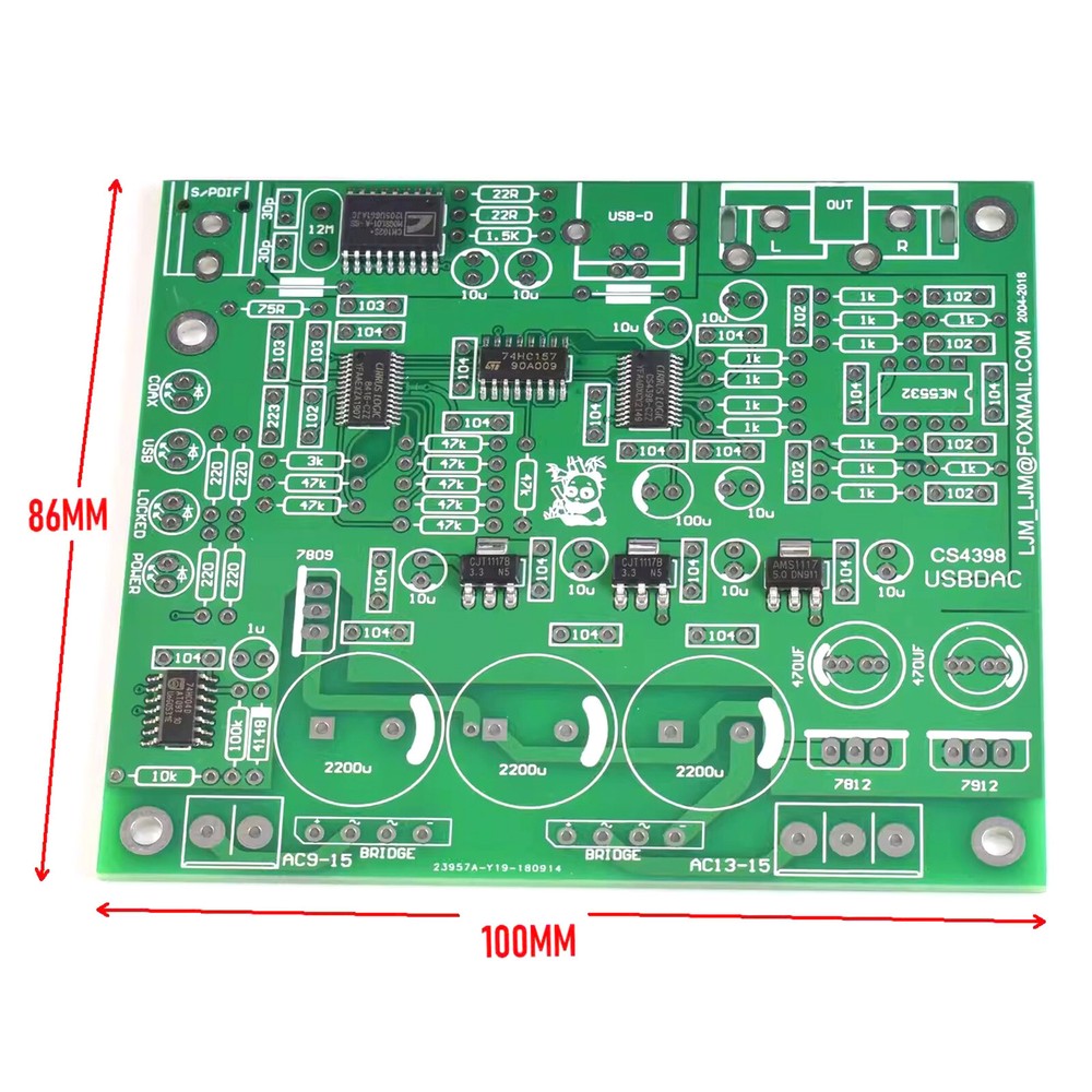 1pc CS8416+CS4398+CM102S USBDAC PCB+IC (including all post chip components)