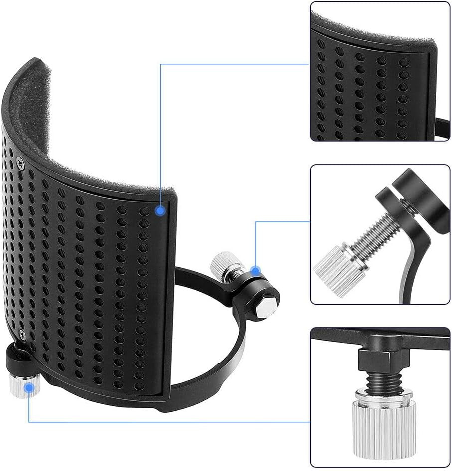 Professional Microphone Isolation Shield, Filter, Mic Sound Absorbing