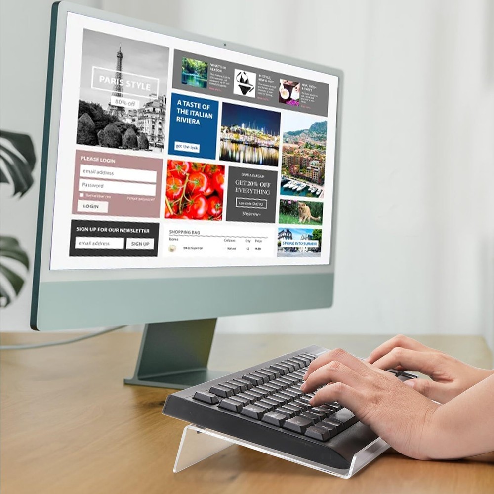 2-Pack Acrylic Keyboard Stands Tilted Ergonomic Riser for Easy Typing