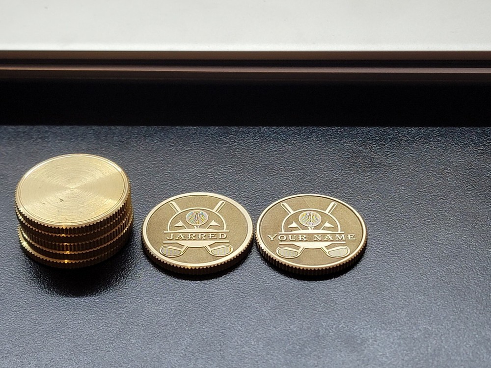 Solid Brass CNC Machined Laser Engraved Personalized Golf Ball Marker