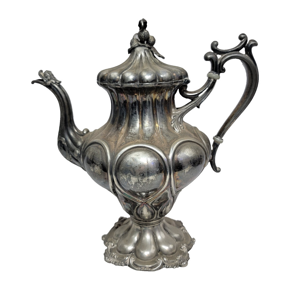 Antique Jan 12, 1858, Reed & Barton Holloware 10.25" Silverplate Teapot #1919