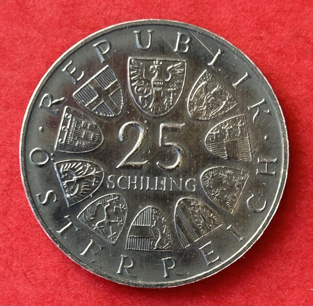 1965 Austria 25 Schilling Silver Coin