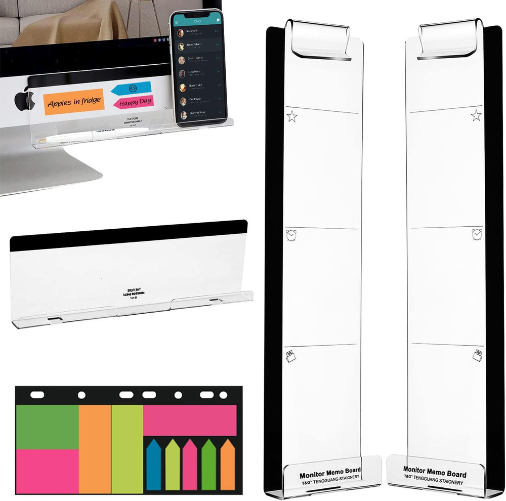 Monitor Memo Boards for Computer, Set of 3 (Left & Right & Bottom) Multifunct...