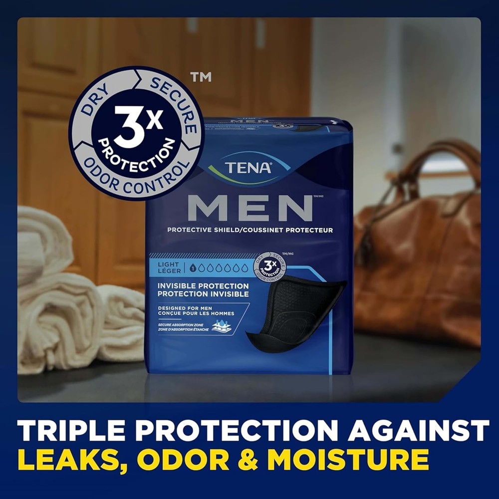 TENA Men Incontinence Guard for Men, Light/ Maximum/ Overnight Absorbency