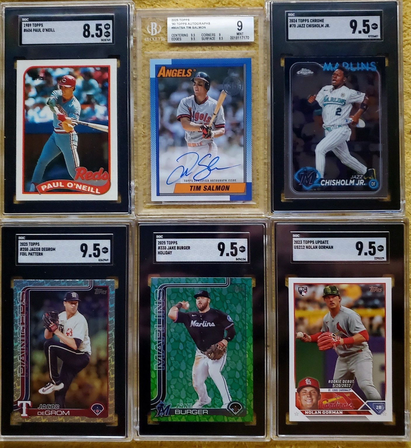 Lot of 6 Topps 1989-25 Cards Various Players & Teams graded SGC,BGS 8.5-9.5