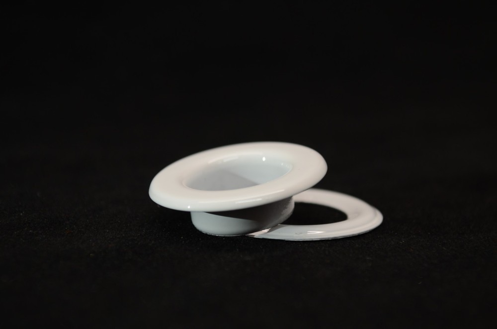 6 pcs Grommet Set, White, Shiny Finish, Brass