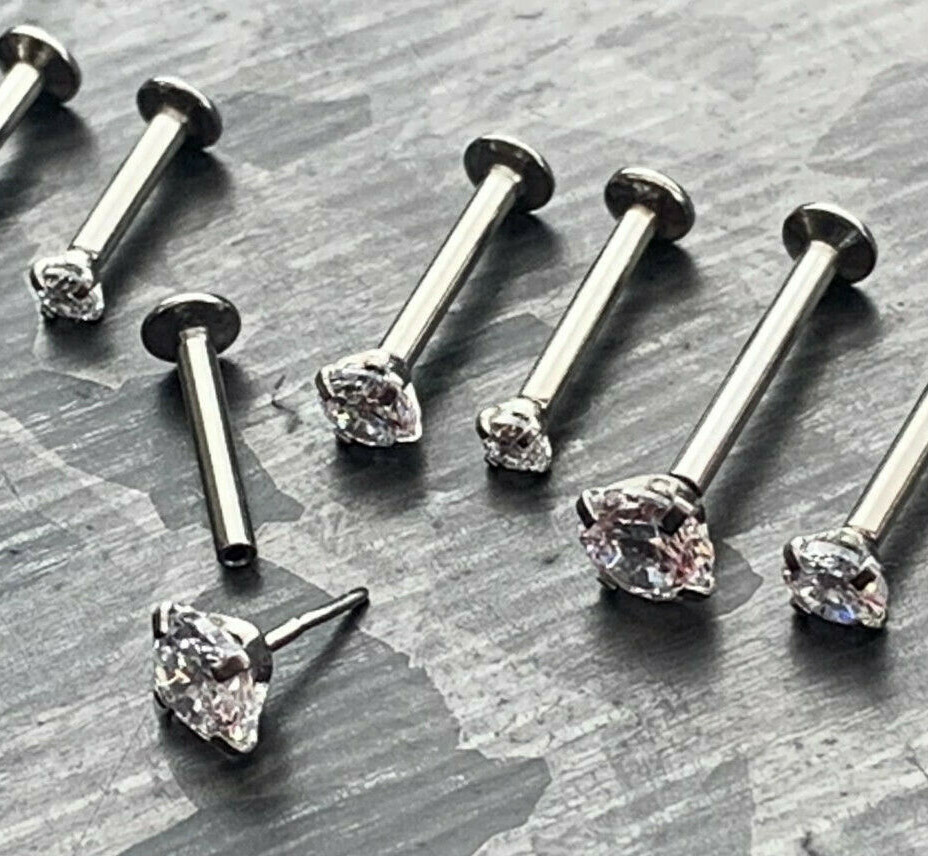 1pc Push In CZ Gem 16g Labret Threadless Stud Lip Ring Helix Ear Cartilage