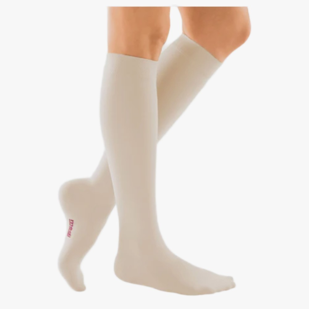 Compression Socks 20-30 mmHg Knee High Medical Support Medi White Size XL