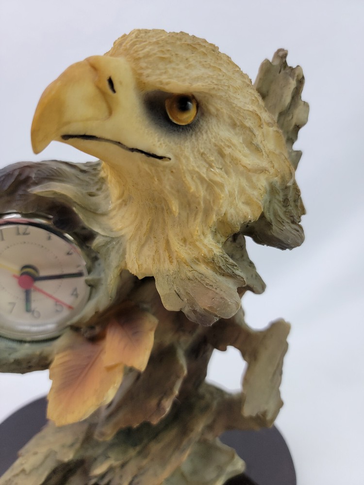 Resin Bald Eagle Desk Clock With Quartz Movement