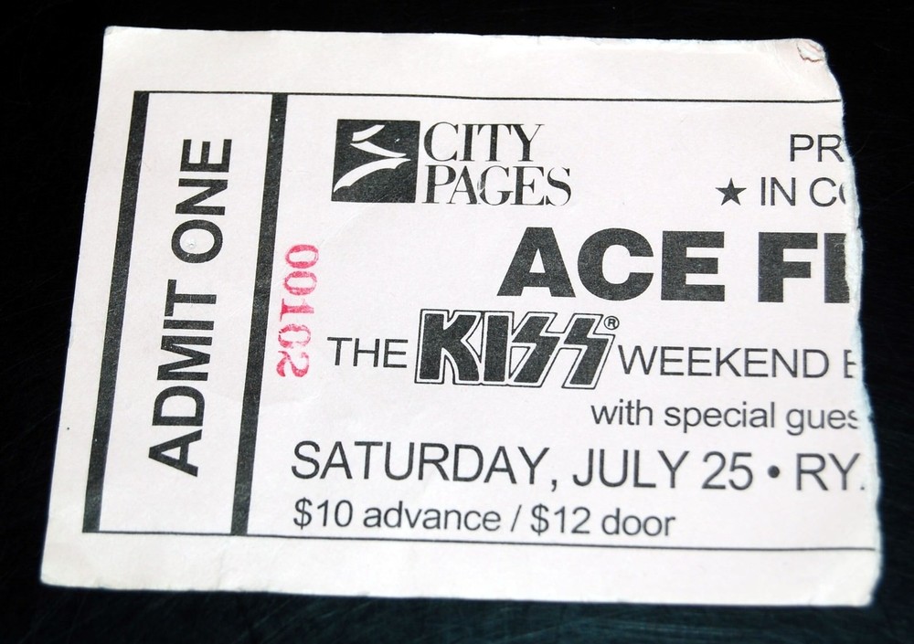 Kiss ACE FREHLEY Ticket Stub July 25 Concert Tour OVERSIZE Vintage Kiss