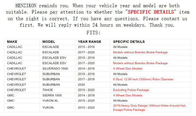 Front Rear Ceramic Brake Pad For Chevy Silverado 1500 2014 - 2018 4.3L 5.3L 6.2L