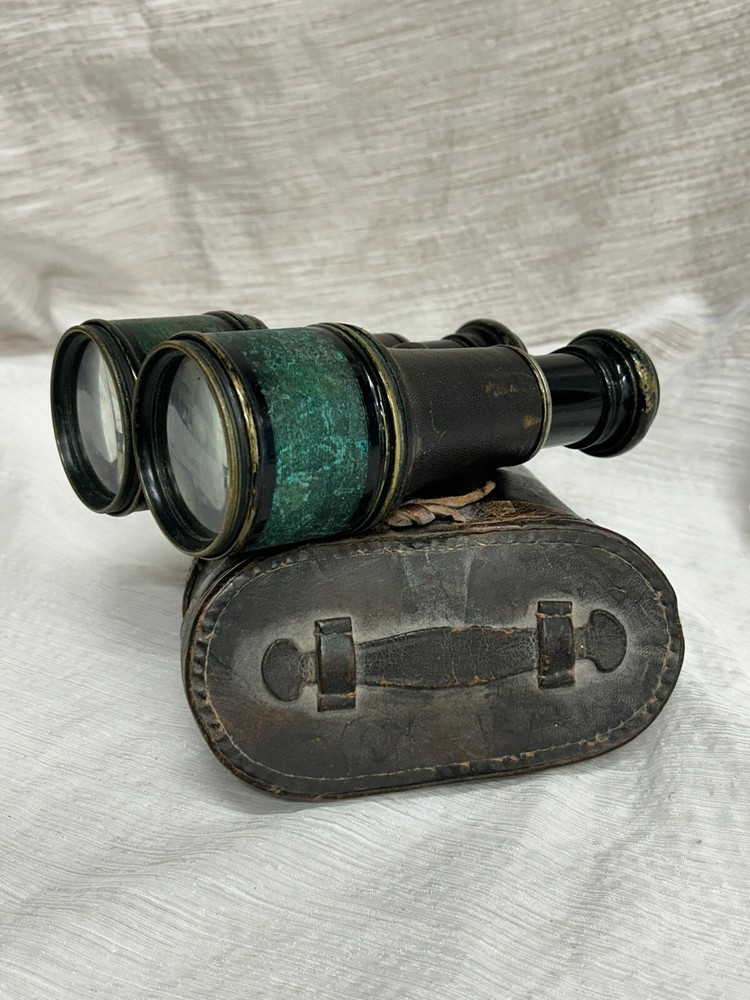 Antique Verdi Paris Binoculars with Leather Case