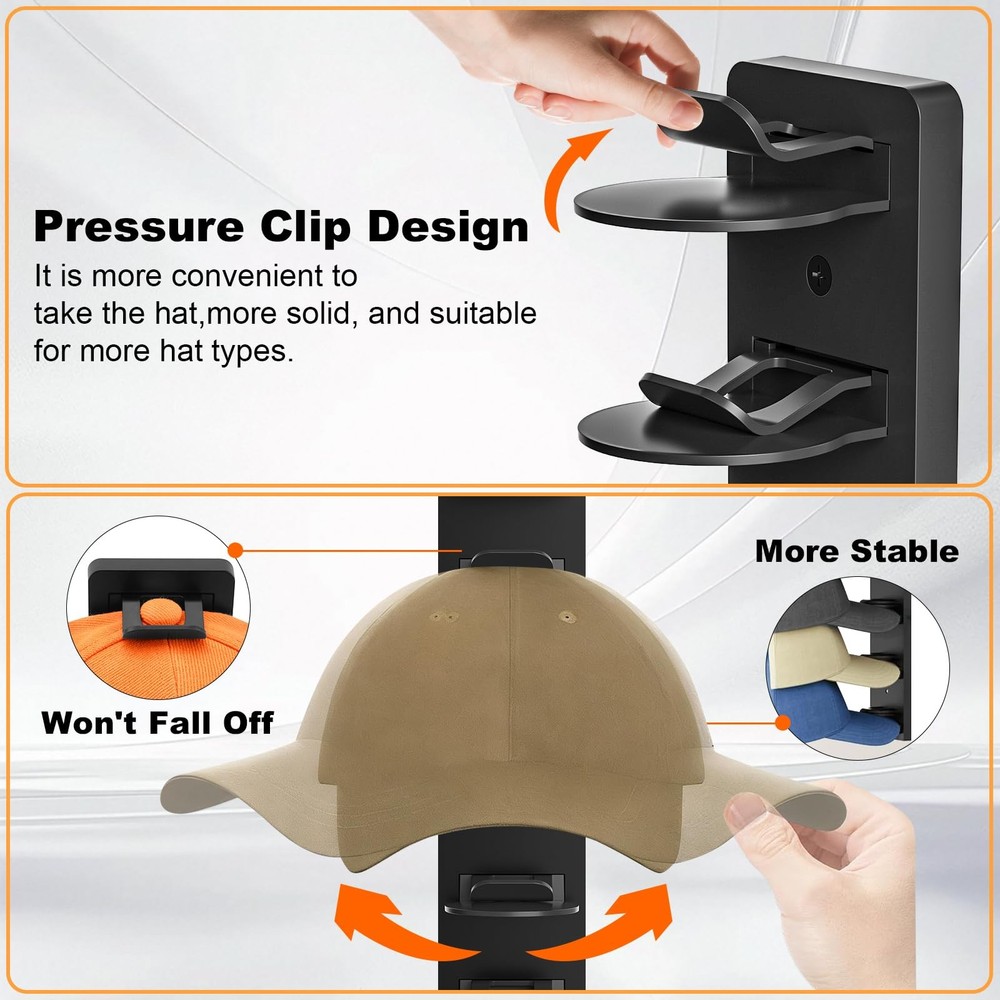 2 Pack Hat Organizer for Baseball Caps, Hat Rack for Wall, Strong Adhesive & ...