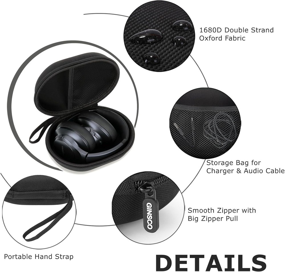 Hard Shell Headphone Case Compatible with Skullcandy/Soundcore/Beats/Sony /BE...
