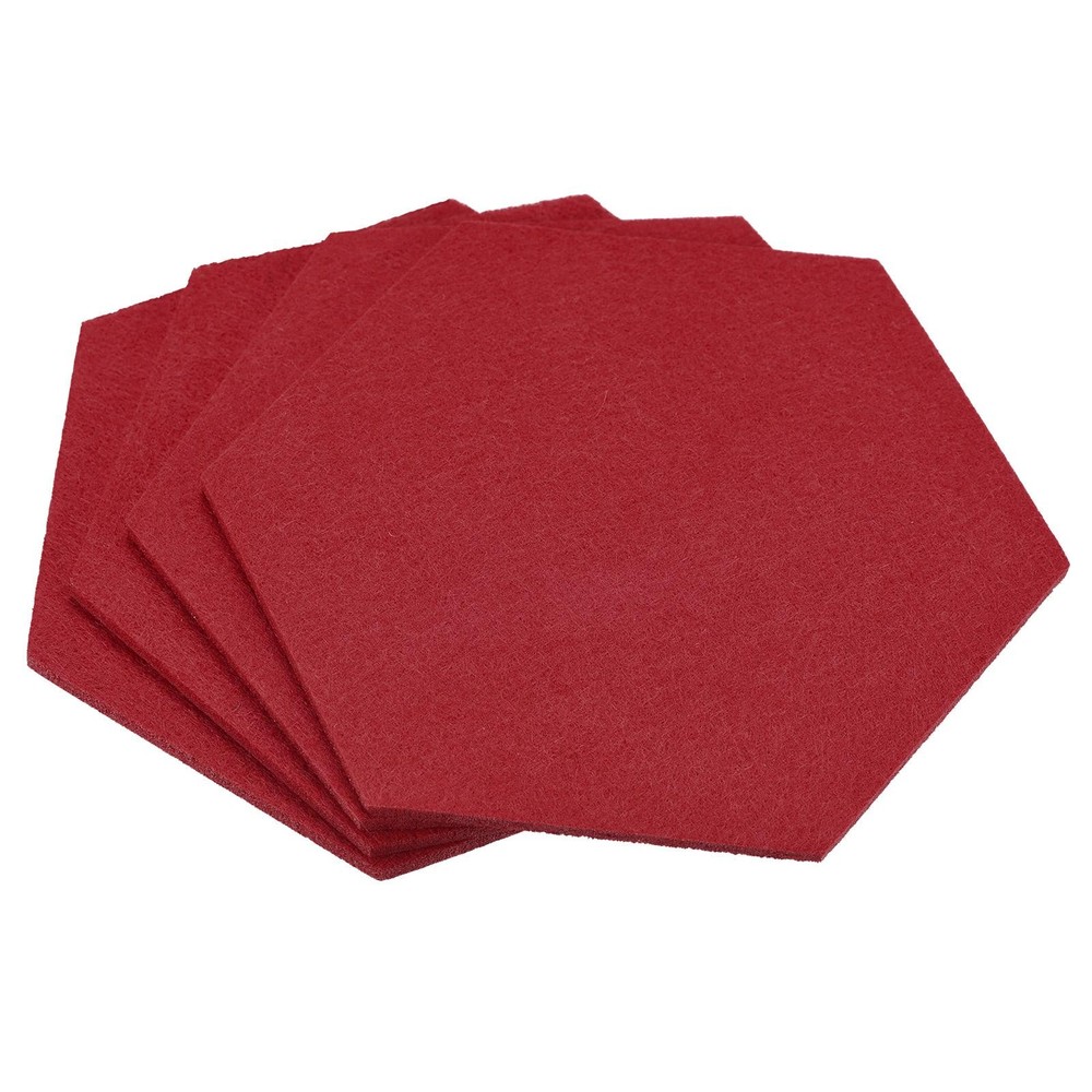 Felt Coasters 4pcs Hexagonal Red Tampons