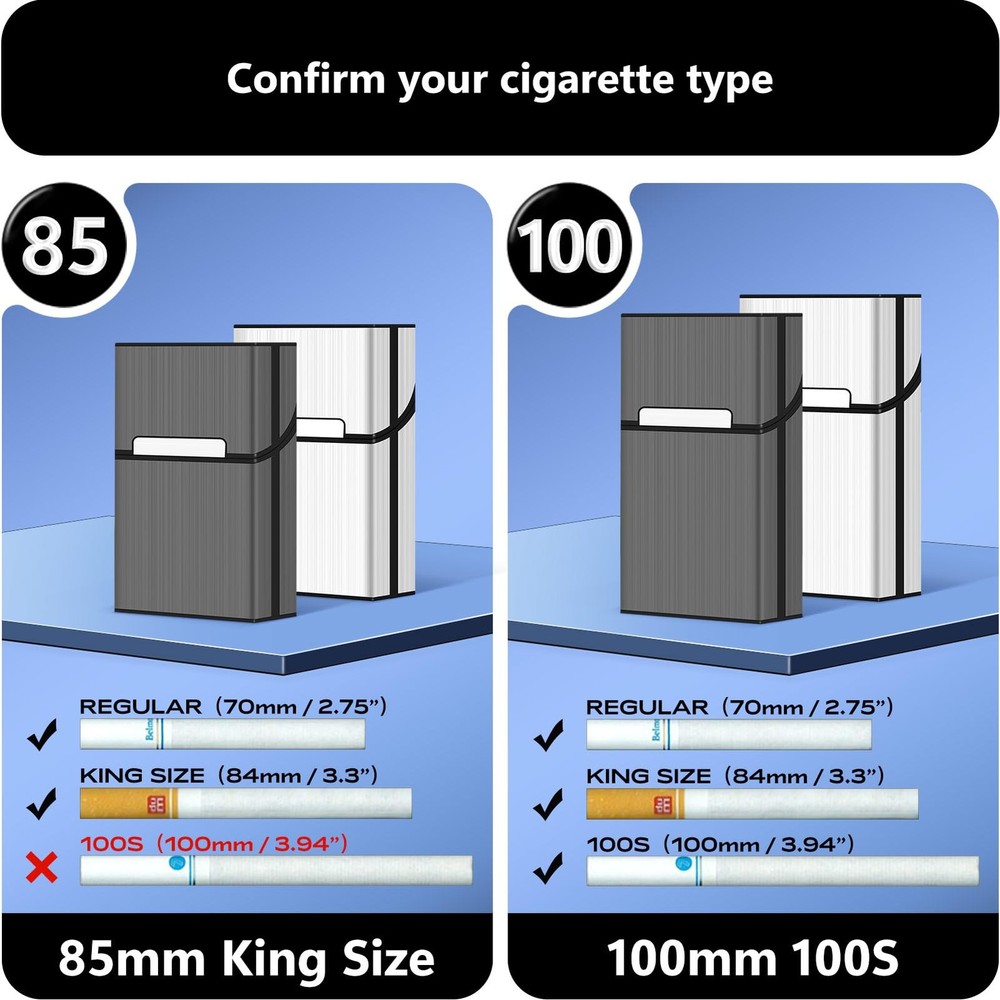 Cigarette Case 2 Pack, Magnetic Switch 20pcs Cigarette Holder Case for Men Wo...