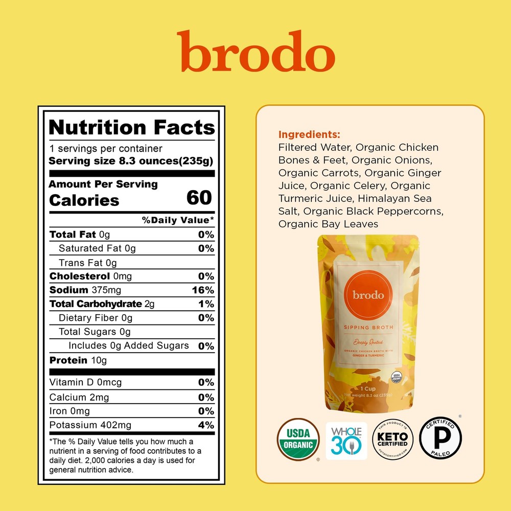 Brodo Broth Variety Pack Single Serving Pouches Not Made From Concentrate