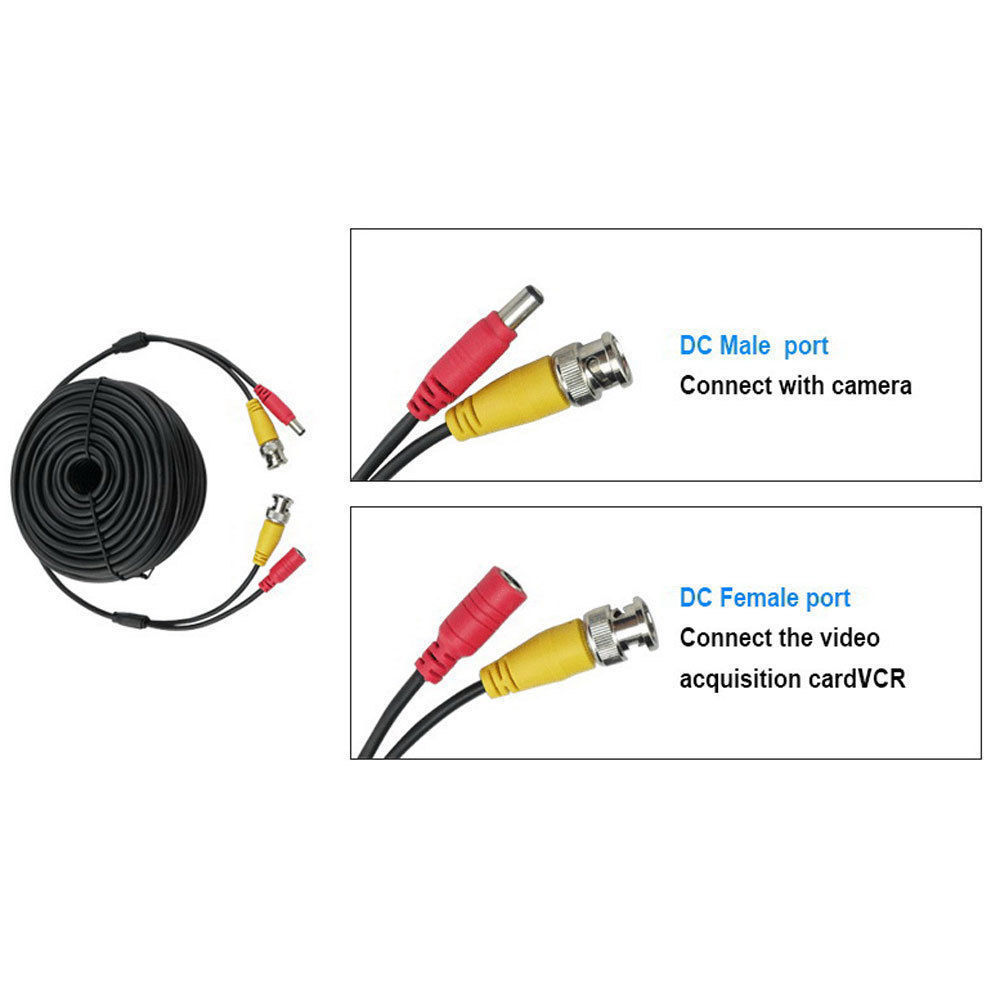 8 pack 60ft Security Camera Cable CCTV BNC RCA DVR w/ Power Supply and Splitter