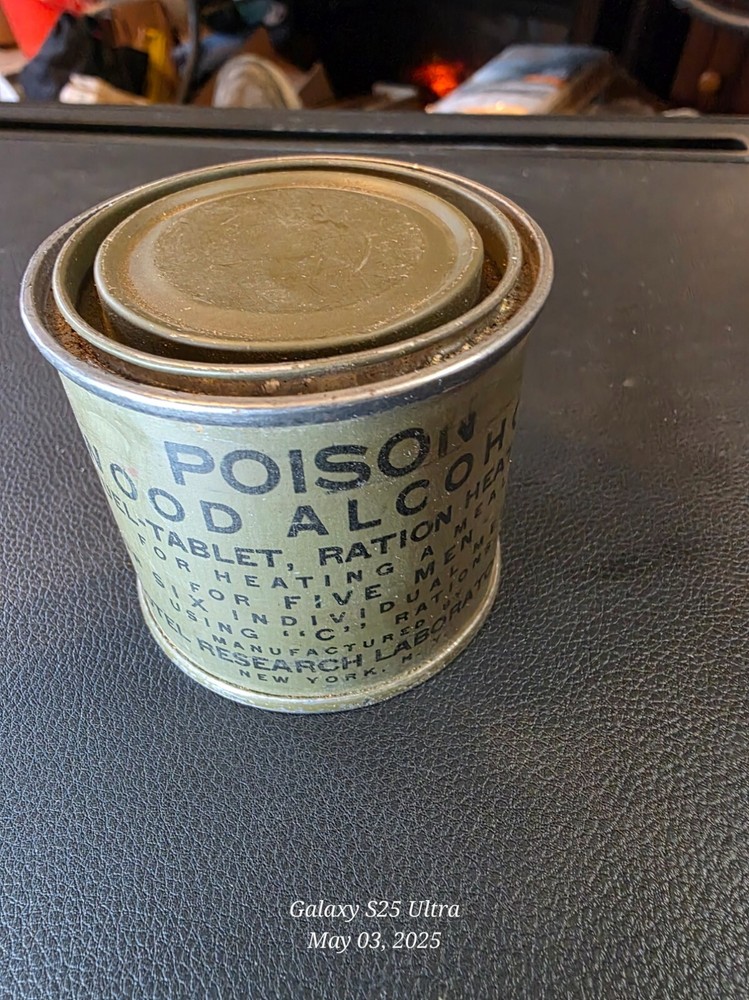 GI WWII Wood Alcohol C Ration Heater Can