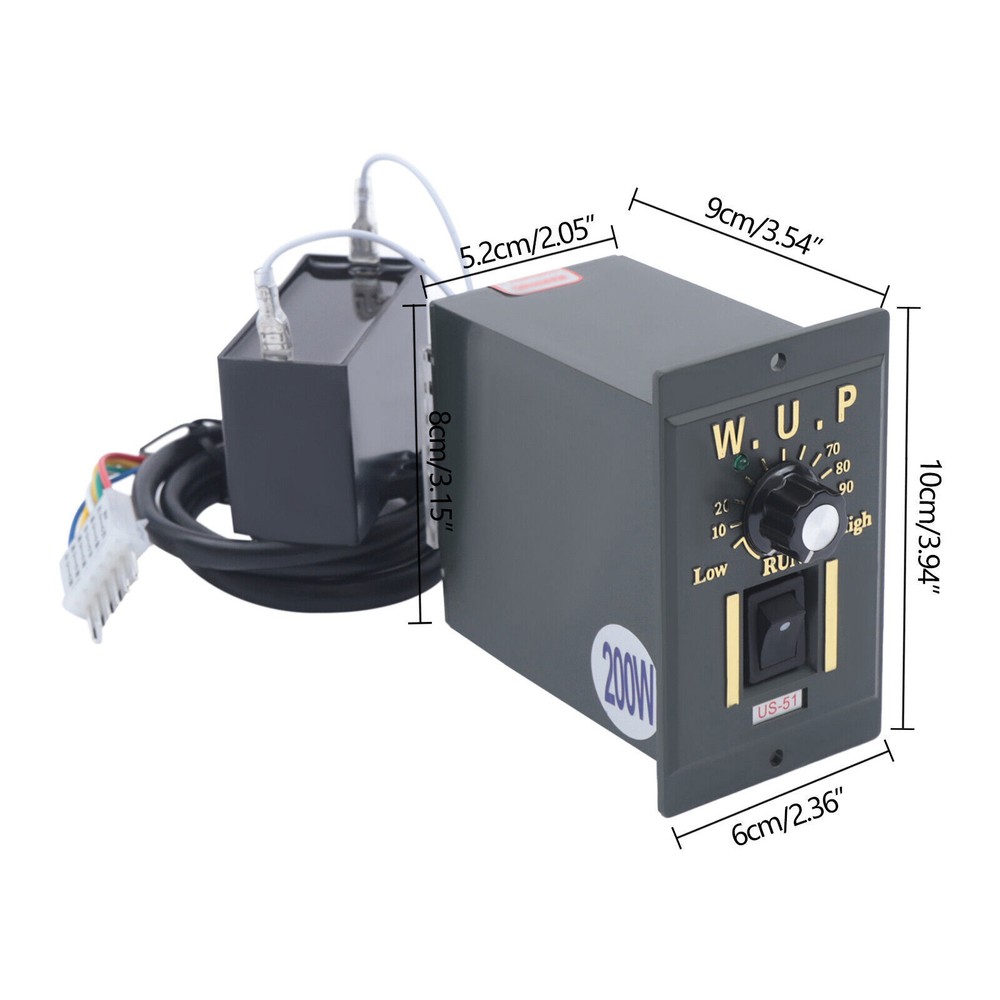 200W 110V AC Gear Motor Electric Variable with Speed Controller Single-phase 20K