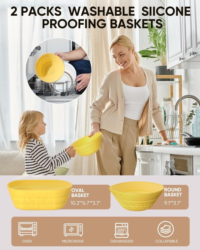 Sourdough Starter Kit 34 OZ with 2 Bread Proofing Baskets