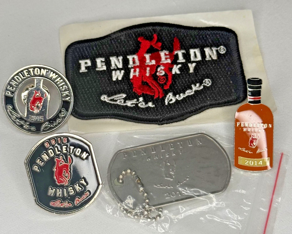 New Pendleton Whisky Pins Patch Lot Patch “Let’er Buck” 2014-2016