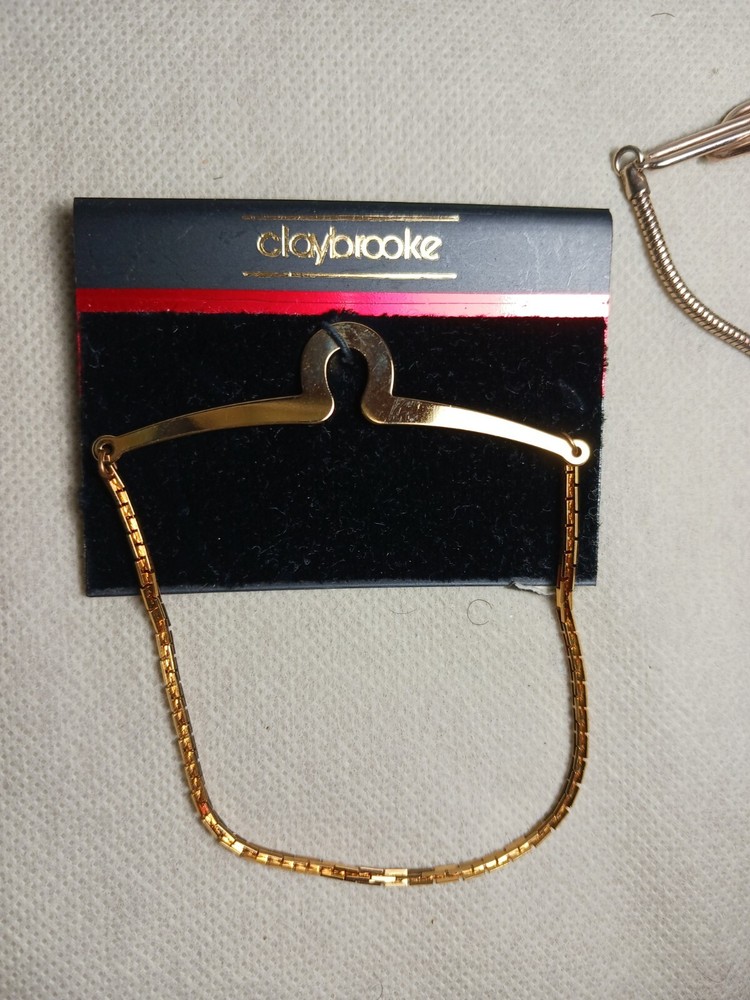 2 Vntg Mens Tie Chains, Claybrooke & 4 Leaf Clover