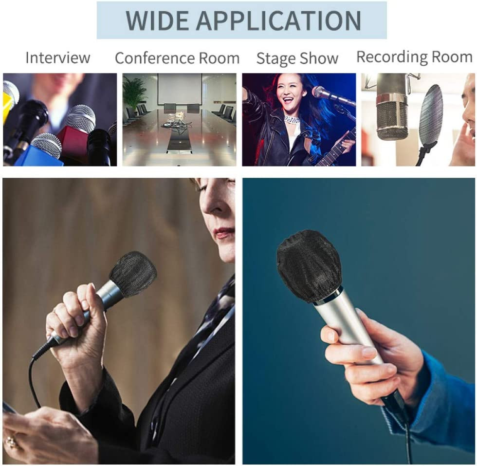 200 Pcs Disposable Microphone Cover Non-Woven Handheld Microphone Windscreen Pro