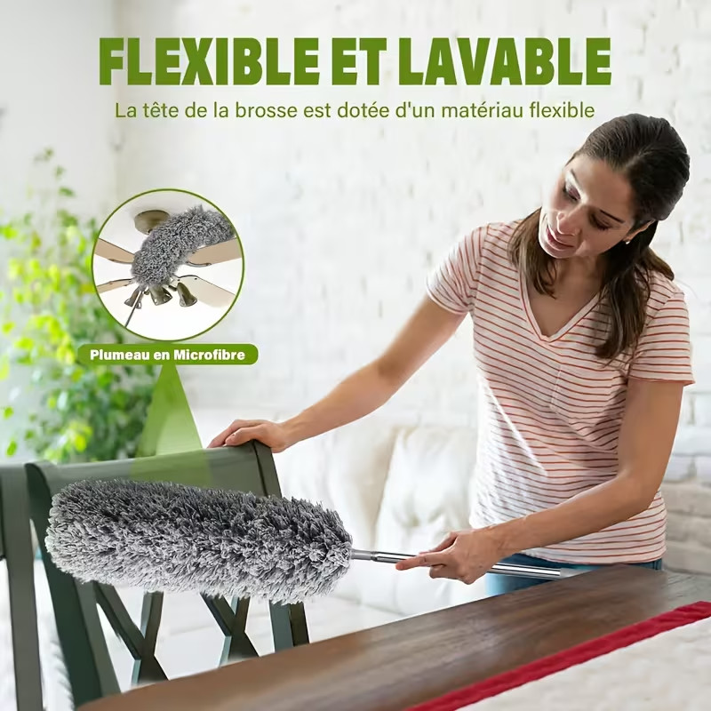 7Pcs Microfiber Ceiling Fan Duster-Cobweb Cleaner Brush Kit Telescopic Extension