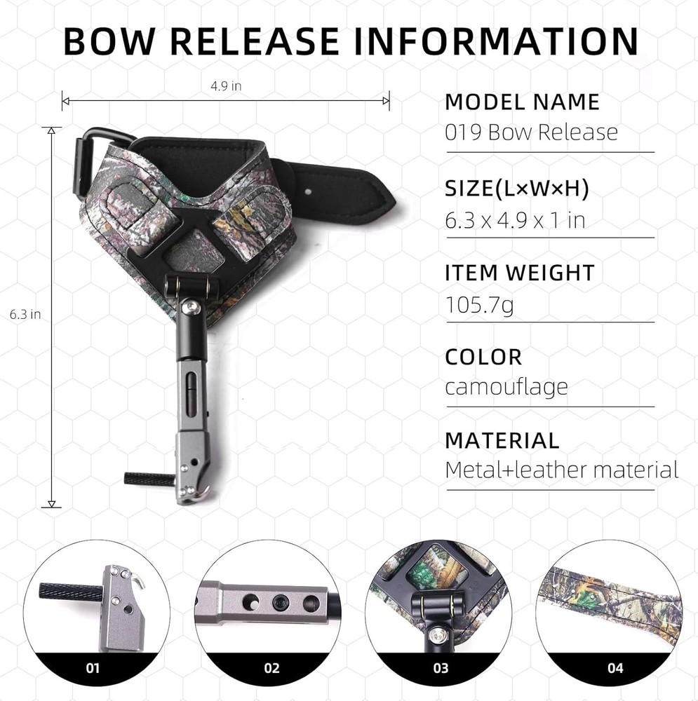 Bow Release 360 Degree Rotatable Jaws Archery Release Aids Adjustable Wristba...