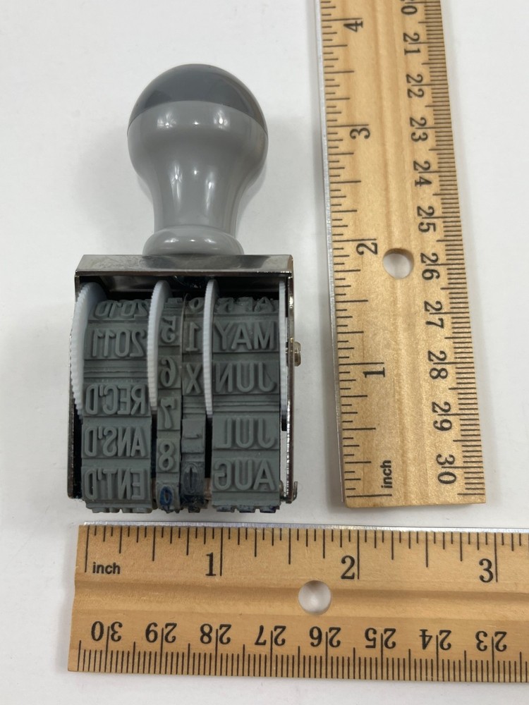 Staples Self-Inking Date Stamp Adjustable Year/Month/Day Gray Handle