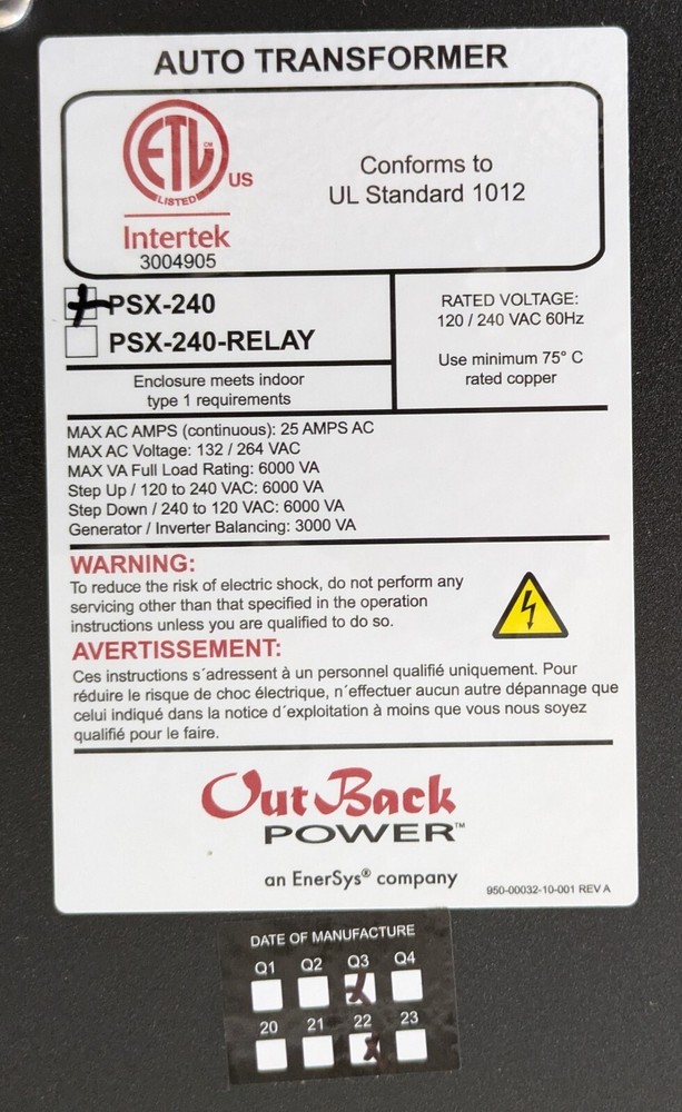 OutBack Power PSX-240 FLEXware Autotransformer