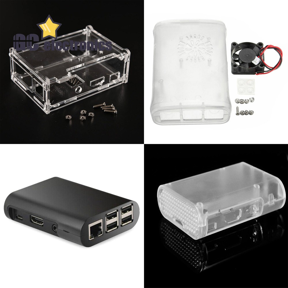 Transparent Clear Case Enclosure Box +Cooling Fan For Raspberry Pi 2/3/B+