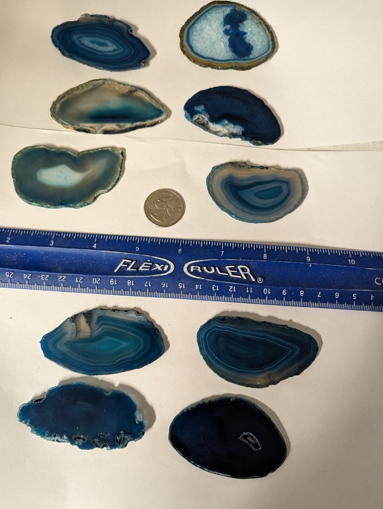 10 large thin agate slices per lot green / blue